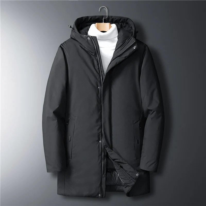 Herren moderner Urban-Longparka mit versteckter Reißverschlussblende und ergonomischer Kapuze Drune