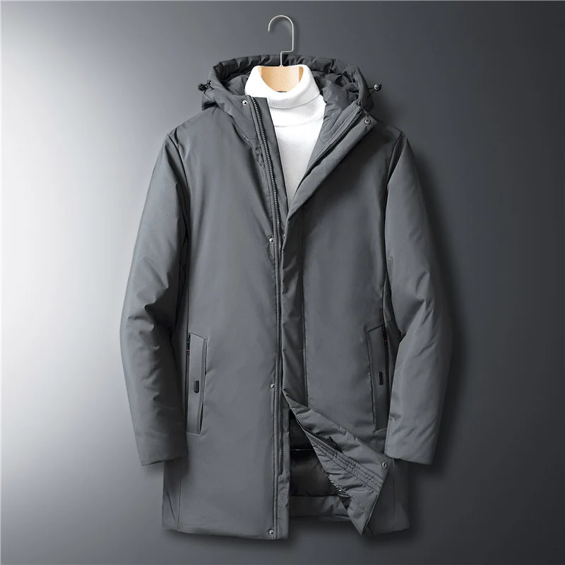 Herren moderner Urban-Longparka mit versteckter Reißverschlussblende und ergonomischer Kapuze Drune