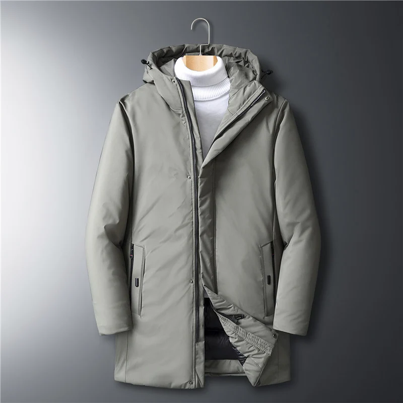 Herren moderner Urban-Longparka mit versteckter Reißverschlussblende und ergonomischer Kapuze Drune