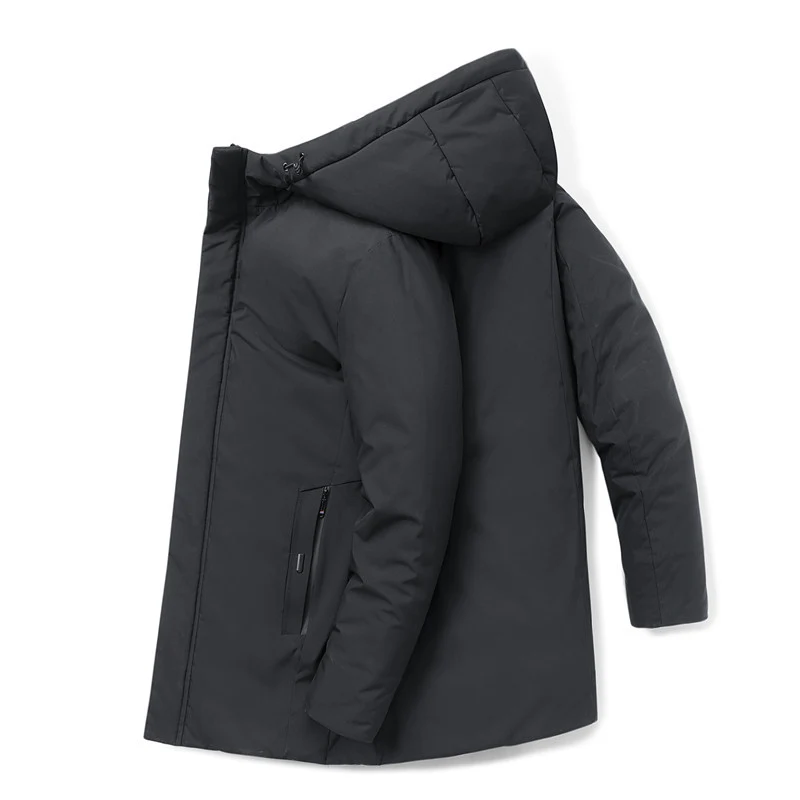 Herren moderner Urban-Longparka mit versteckter Reißverschlussblende und ergonomischer Kapuze Drune