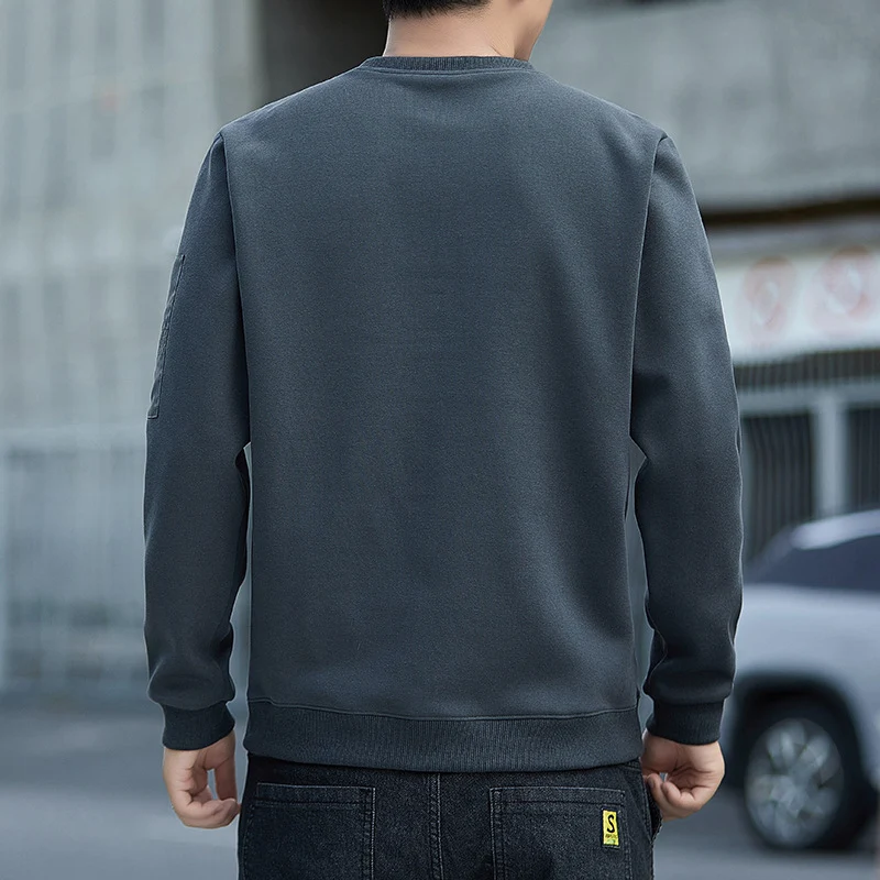 Herren Minimalistisches Sweatshirt mit Raglanärmeln und Reißverschluss-Ärmeltasche Drune