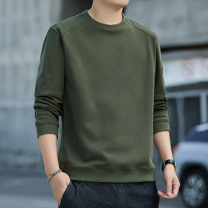 Herren Minimalistisches Sweatshirt mit Raglanärmeln und Reißverschluss-Ärmeltasche Drune