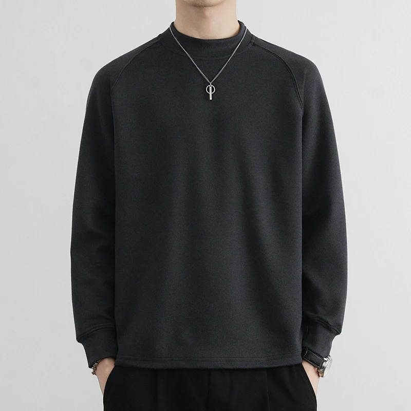 Herren Minimalistisches Mockneck-Sweatshirt aus Tech‑Fleece mit Raglanärmeln Drune