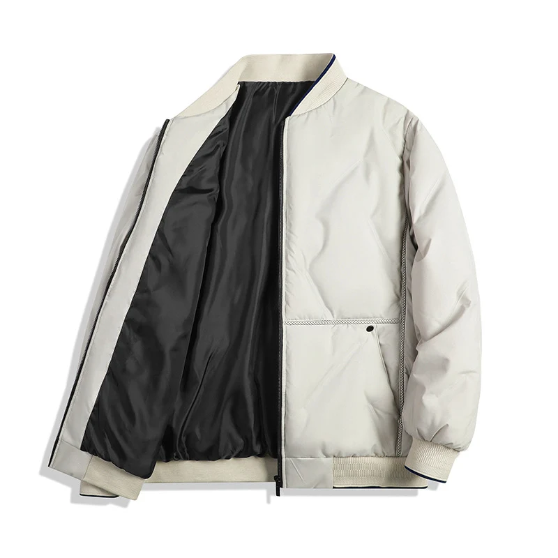 Herren Minimalistische Thermo-Bomberjacke mit glattem Innenfutter und verdeckter Reißverschlussblende Drune