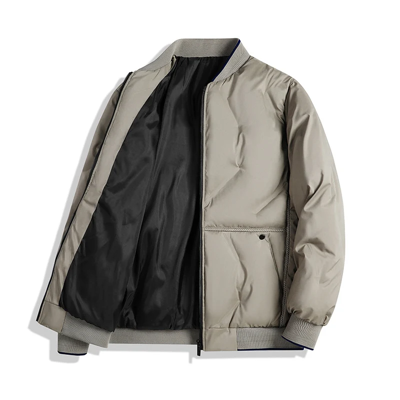 Herren Minimalistische Thermo-Bomberjacke mit glattem Innenfutter und verdeckter Reißverschlussblende Drune