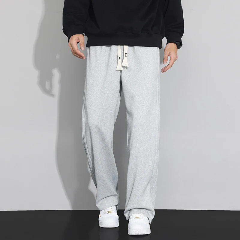 Herren Locker-weit geschnittene Lounge-Jogginghose mit Baumwoll-Fleece-Innenfutter und verstellbarem Kordelzug Drune