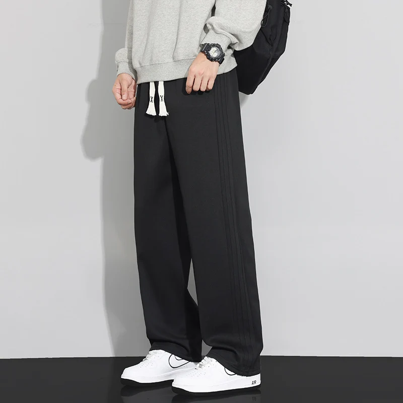 Herren Locker-weit geschnittene Lounge-Jogginghose mit Baumwoll-Fleece-Innenfutter und verstellbarem Kordelzug Drune