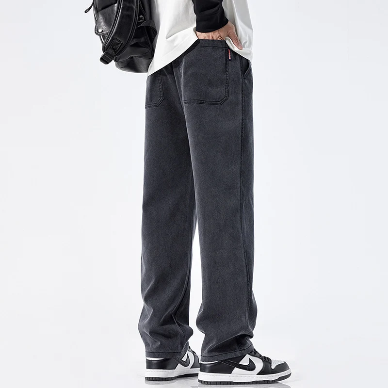 Herren Locker geschnittene Jeanshose mit Vintage-Waschung und geradem Bein Drune