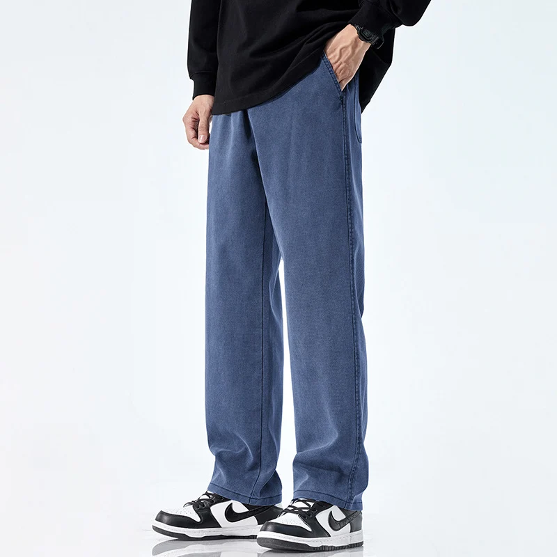 Herren Locker geschnittene Jeanshose mit Vintage-Waschung und geradem Bein Drune