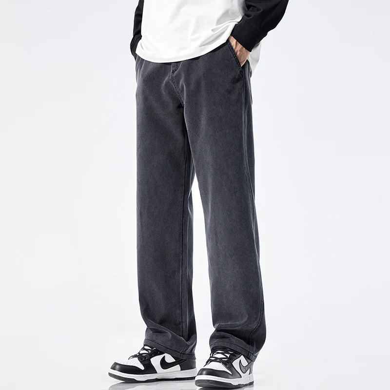 Herren Locker geschnittene Jeanshose mit Vintage-Waschung und geradem Bein Drune