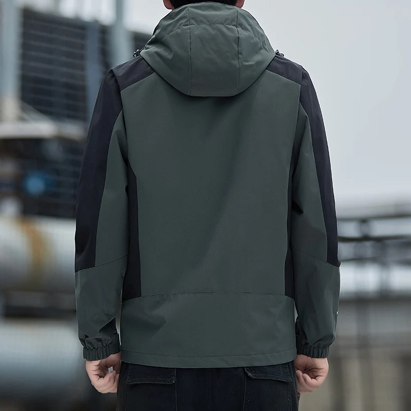 Herren Leichte wind- und wasserabweisende Kapuzenjacke im sportlichen Utility‑Style Drune