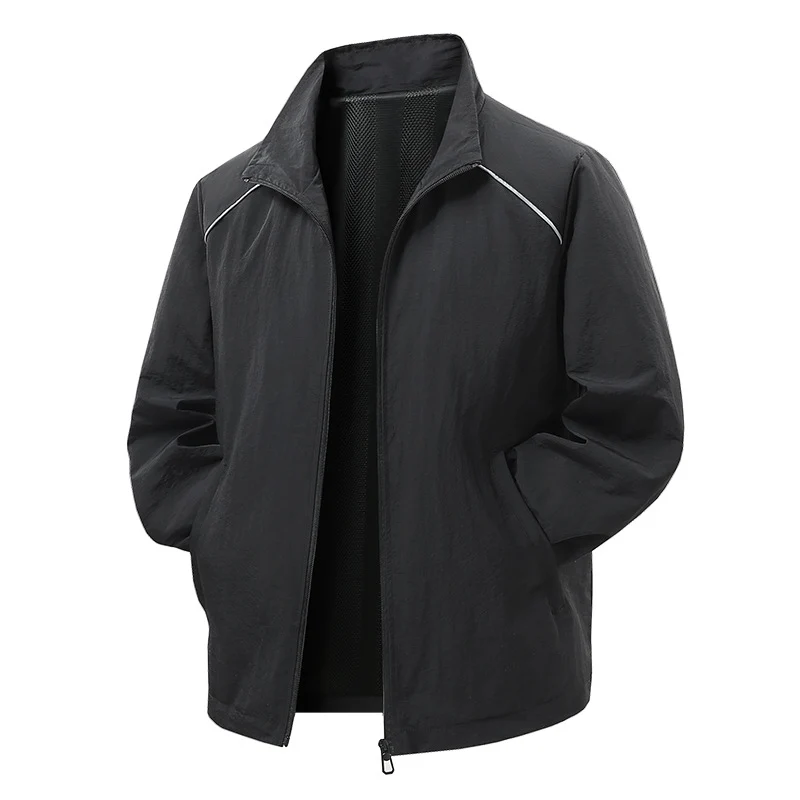 Herren Leichte Wind- und Regenjacke mit Mesh-Innenfutter und reflektierenden Schulterpaspeln Drune