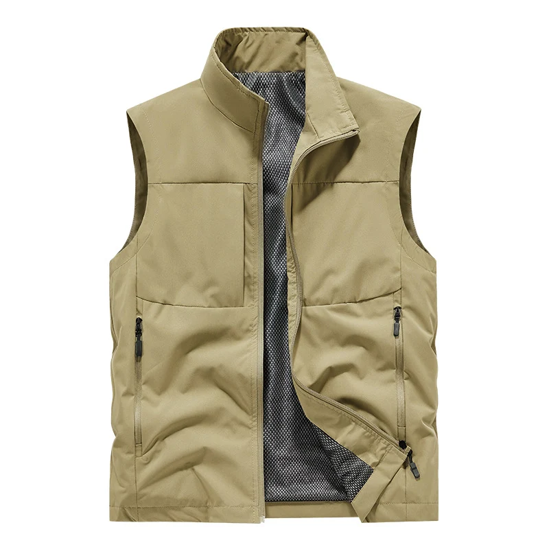 Herren Leichte technische Outdoor‑Weste mit Stehkragen, Netzfutter und Reißverschlusstaschen Drune