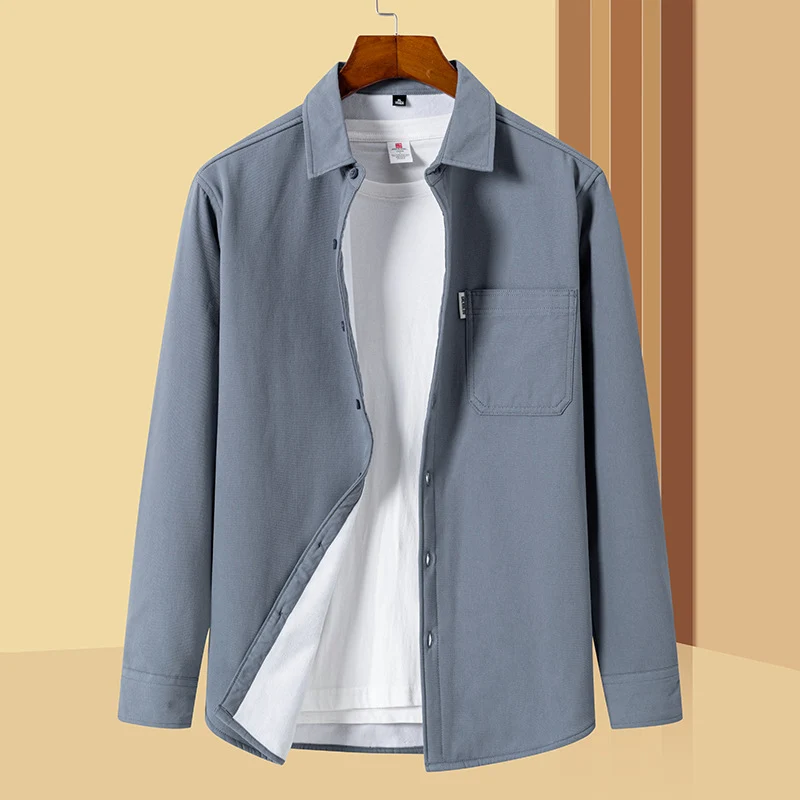 Herren Lässiges Utility-Overshirt aus Canvas mit Brusttasche und verstärkten Nähten Drune