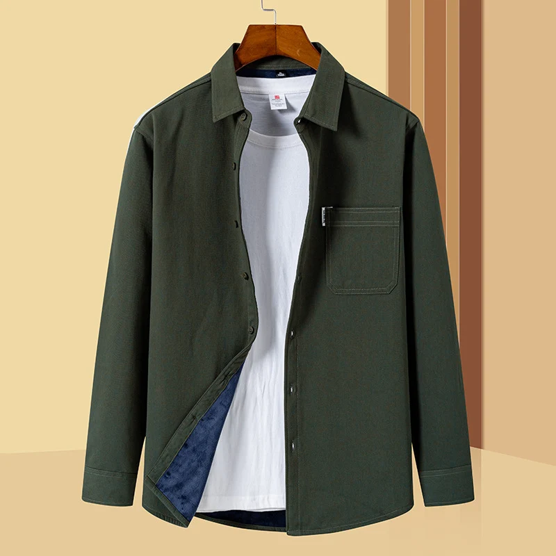 Herren Lässiges Utility-Overshirt aus Canvas mit Brusttasche und verstärkten Nähten Drune