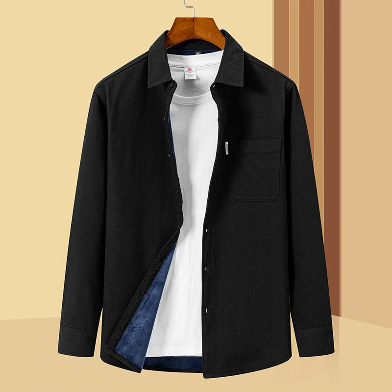 Herren Lässiges Utility-Overshirt aus Canvas mit Brusttasche und verstärkten Nähten Drune