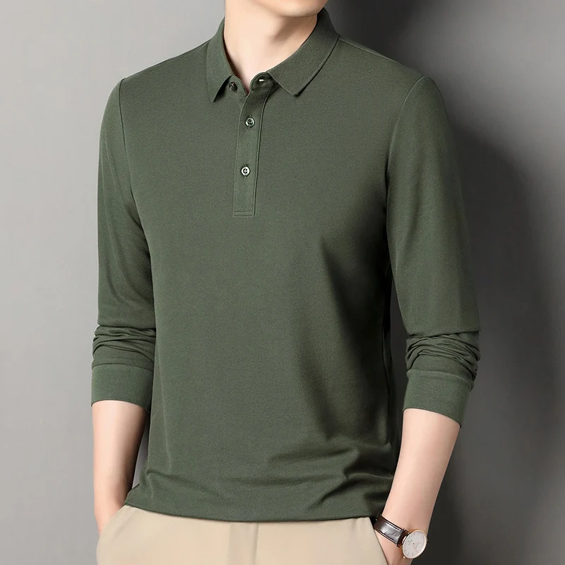 Herren Langarm‑Polo aus atmungsaktivem Baumwoll‑Stretch mit feinem Polokragen Drune