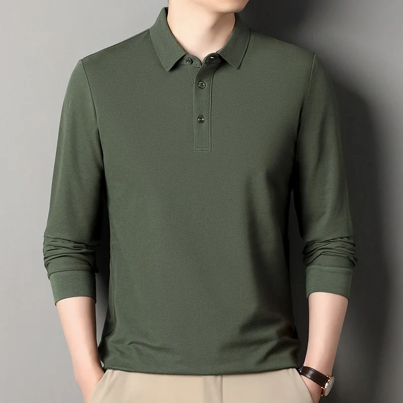 Herren Langarm‑Polo aus atmungsaktivem Baumwoll‑Stretch mit feinem Polokragen Drune