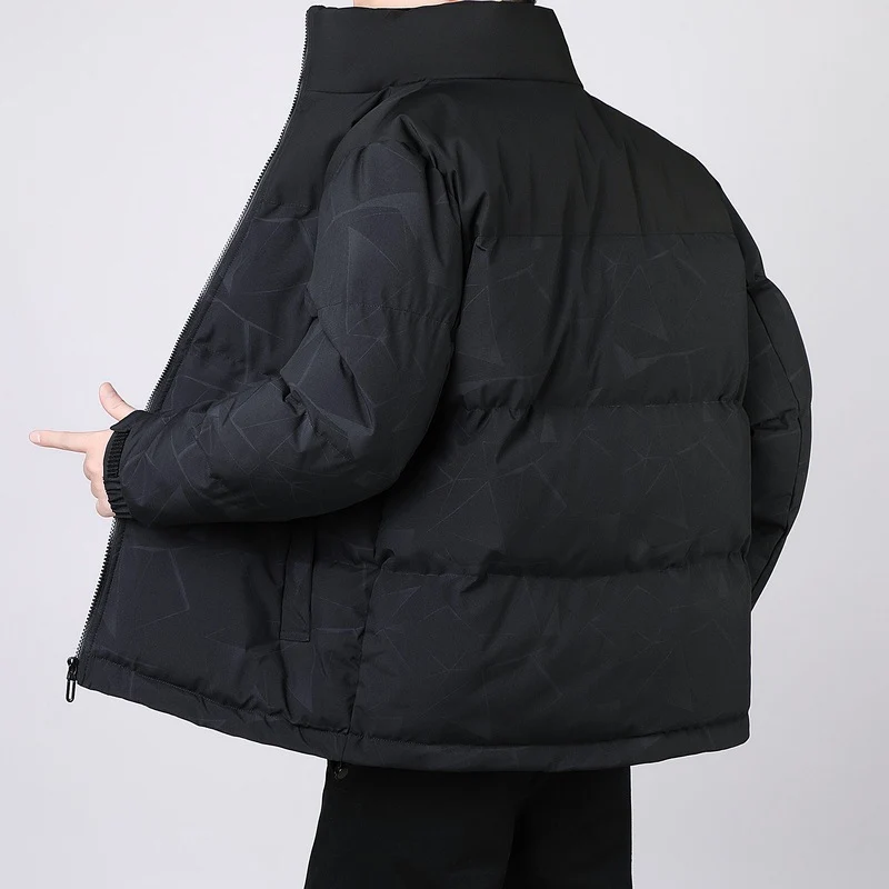 Herren Isolierte Winter-Steppjacke mit geometrischer Ton-in-Ton‑Steppung und hohem Stehkragen Drune