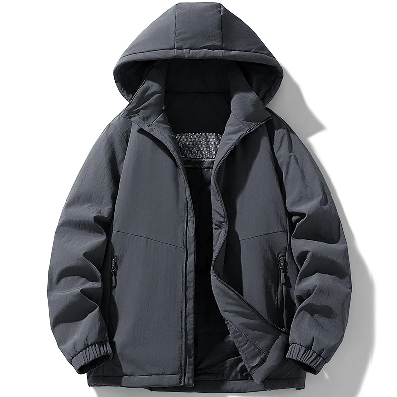 Herren Gepolsterte Thermo-Winterjacke mit Kapuze, wasserabweisender Außenhaut und Reißverschlusstaschen Drune