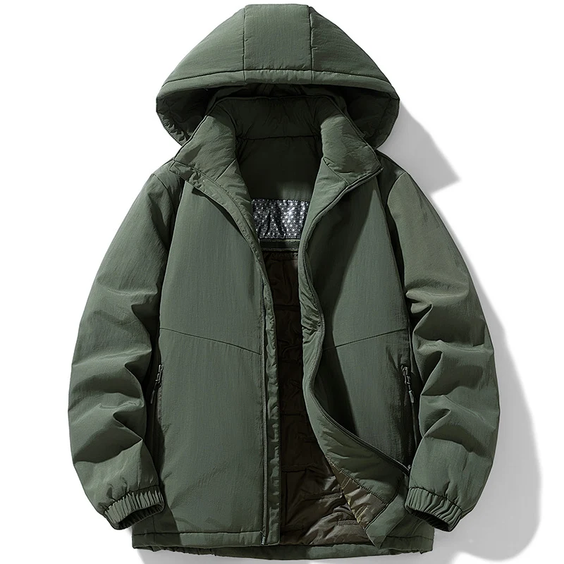 Herren Gepolsterte Thermo-Winterjacke mit Kapuze, wasserabweisender Außenhaut und Reißverschlusstaschen Drune