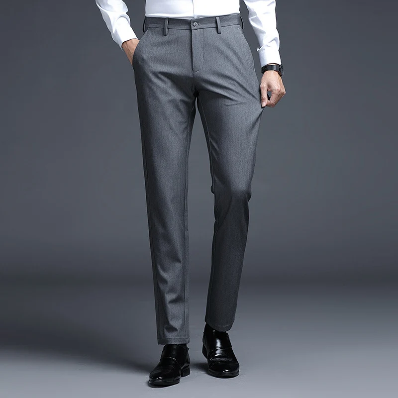 Herren Formelle Slim-Fit Anzughose mit Stretchbund und Bügelfalte Drune