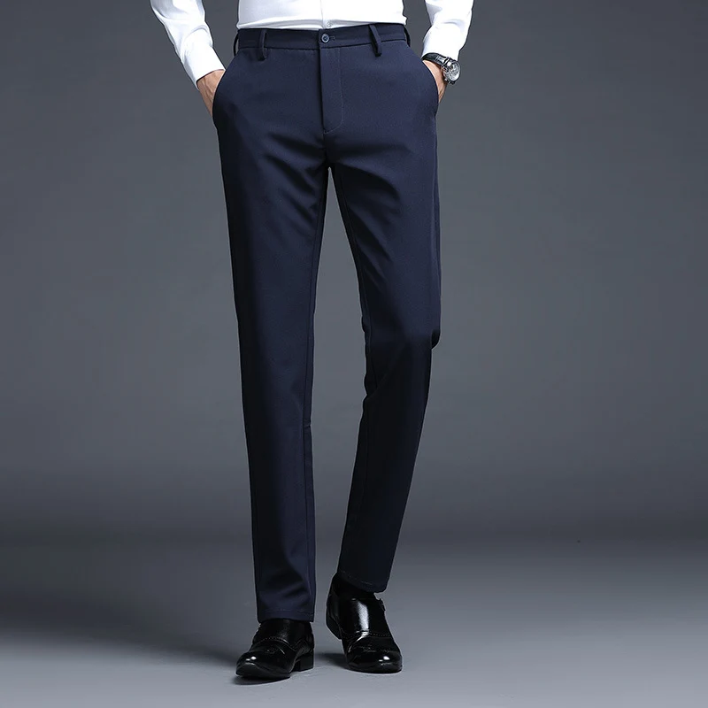 Herren Formelle Slim-Fit Anzughose mit Stretchbund und Bügelfalte Drune