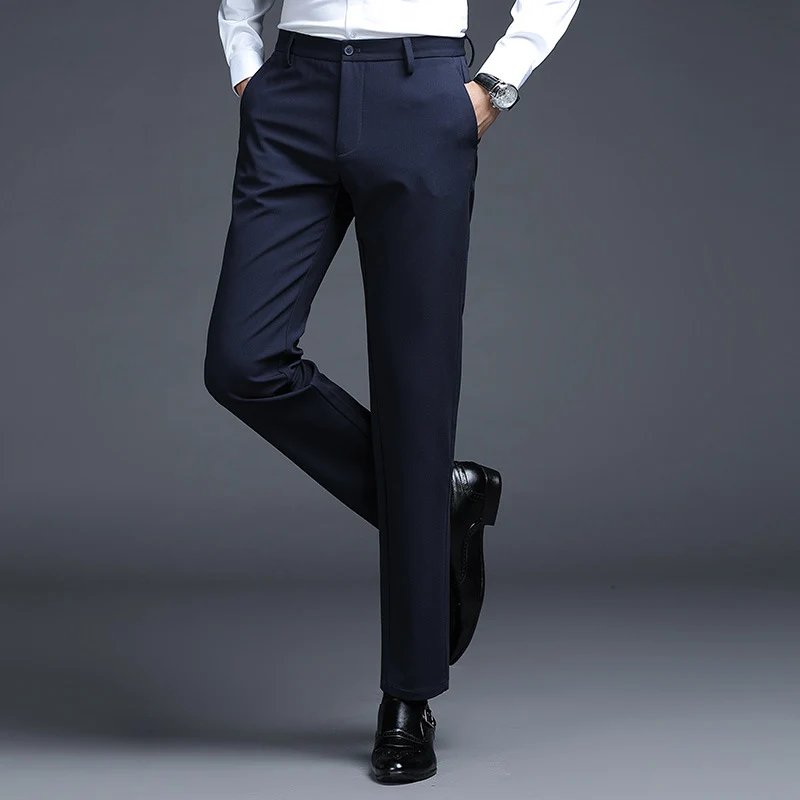 Herren Formelle Slim-Fit Anzughose mit Stretchbund und Bügelfalte Drune