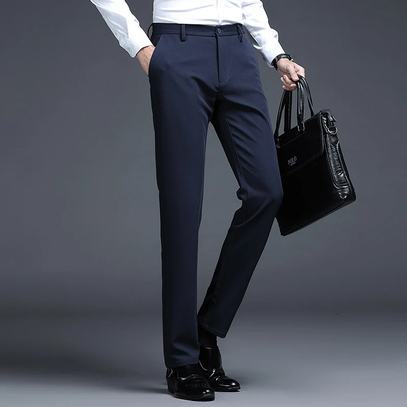 Herren Formelle Slim-Fit Anzughose mit Stretchbund und Bügelfalte Drune