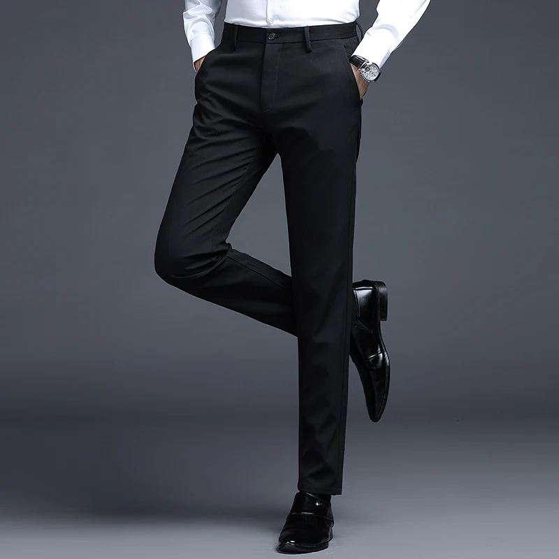 Herren Formelle Slim-Fit Anzughose mit Stretchbund und Bügelfalte Drune