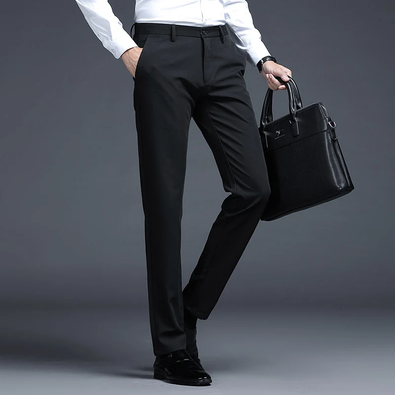 Herren Formelle Slim-Fit Anzughose mit Stretchbund und Bügelfalte Drune