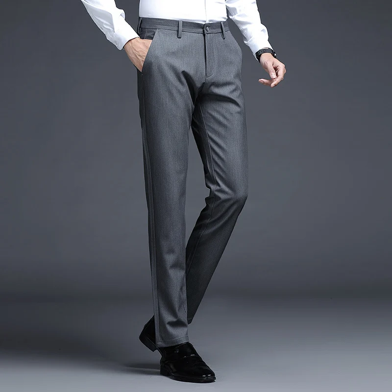 Herren Formelle Slim-Fit Anzughose mit Stretchbund und Bügelfalte Drune