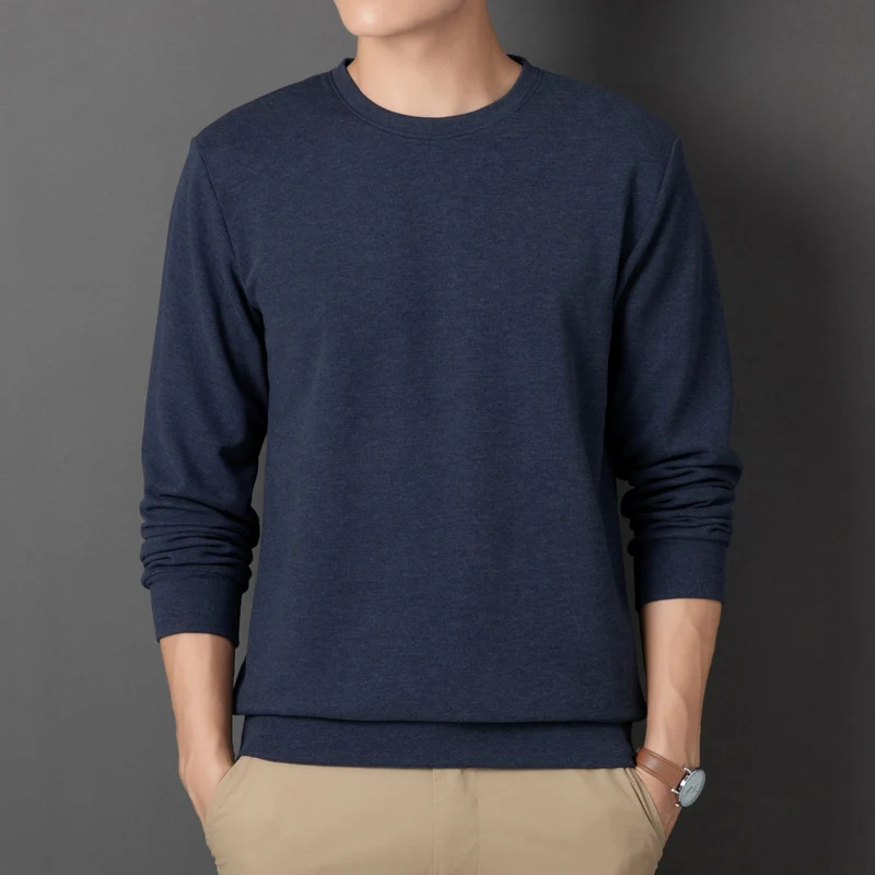 Herren Feines Rundhals-Sweatshirt aus Baumwollmix mit Regular-Fit und Rippbündchen Drune