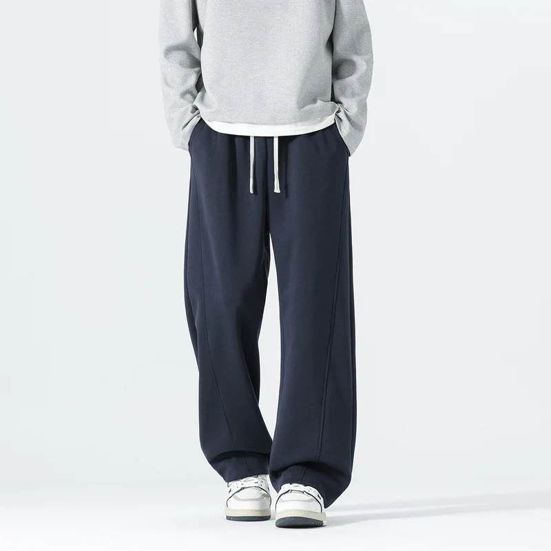 Herren Extraweite Sweatpants im Palazzo‑Look mit Tunnelzugbund und Seitentaschen Drune