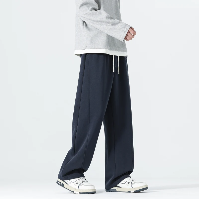 Herren Extraweite Sweatpants im Palazzo‑Look mit Tunnelzugbund und Seitentaschen Drune
