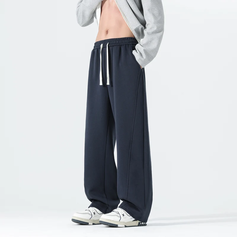 Herren Extraweite Sweatpants im Palazzo‑Look mit Tunnelzugbund und Seitentaschen Drune