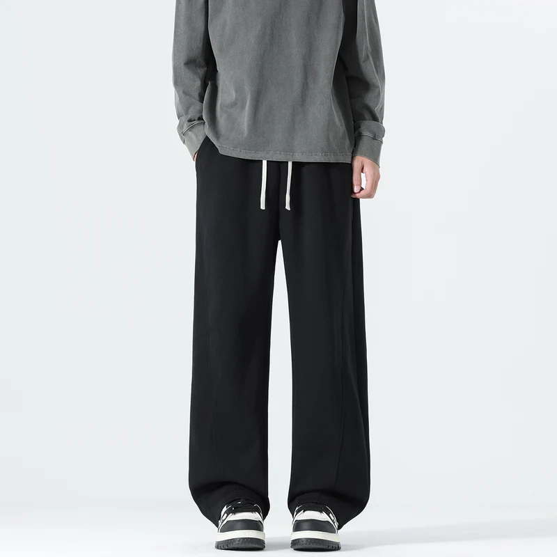 Herren Extraweite Sweatpants im Palazzo‑Look mit Tunnelzugbund und Seitentaschen Drune
