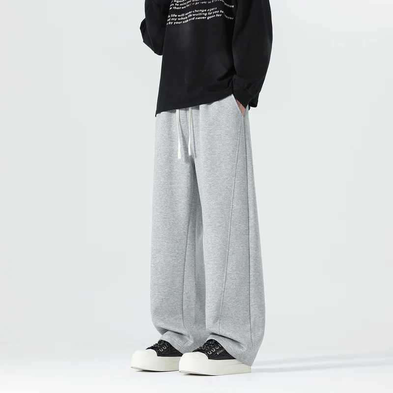 Herren Extraweite Sweatpants im Palazzo‑Look mit Tunnelzugbund und Seitentaschen Drune
