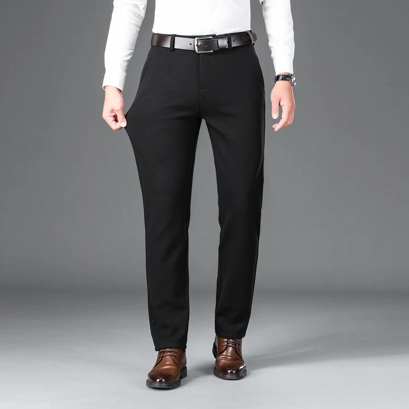 Herren Elegante Stretch-Wolloptik-Hose mit geradem Schnitt und elastischem Bund Drune