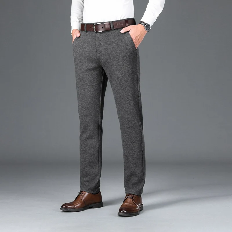 Herren Elegante Stretch-Wolloptik-Hose mit geradem Schnitt und elastischem Bund Drune