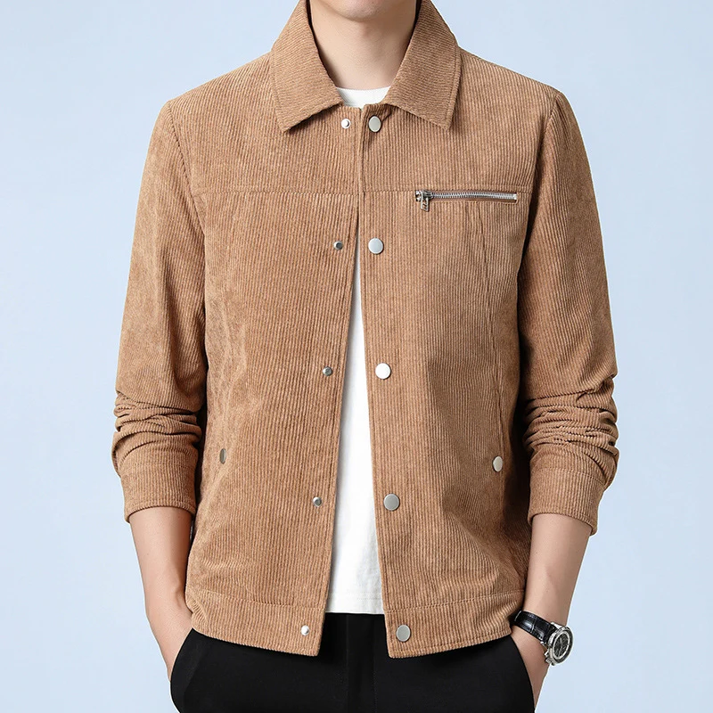 Herren Cord‑Overshirt aus Breitcord mit Druckknopf‑Front und Zipper‑Brusttasche Drune