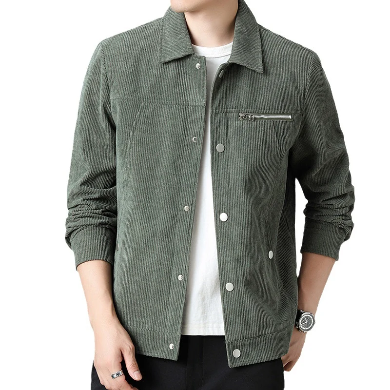 Herren Cord‑Overshirt aus Breitcord mit Druckknopf‑Front und Zipper‑Brusttasche Drune