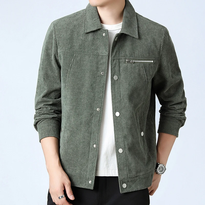 Herren Cord‑Overshirt aus Breitcord mit Druckknopf‑Front und Zipper‑Brusttasche Drune