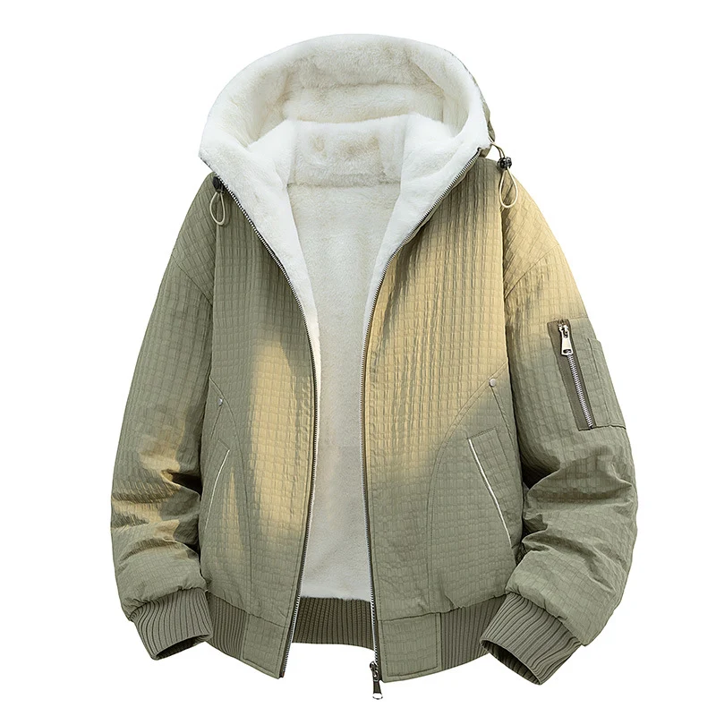 Damen Gefütterte Teddy-Fleece Bomberjacke mit Kapuze und feiner Steppstruktur Drune