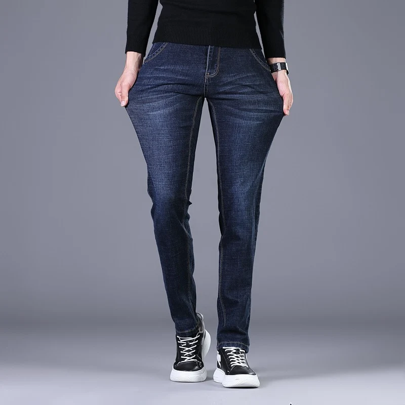 Damen Elastische Slim‑Straight-Jeans mit hohem Komfortbund Drune