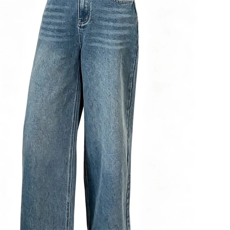 Damen Jeanshose mit hoher Taille und weitem Bein Drune