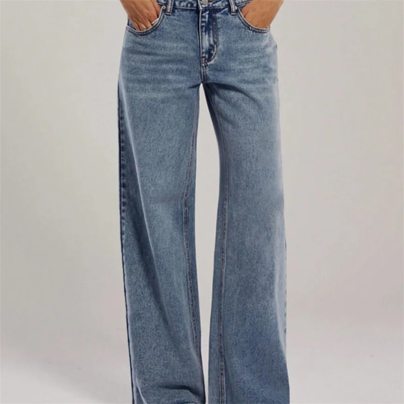 Damen Hochtaillierte Denimhose mit extraweiter Beinform und cleaner Vintage‑Waschung Drune