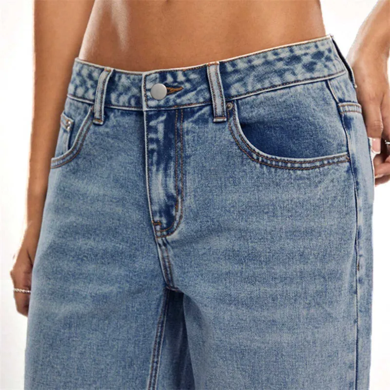 Damen Hochtaillierte Denimhose mit extraweiter Beinform und cleaner Vintage‑Waschung Drune