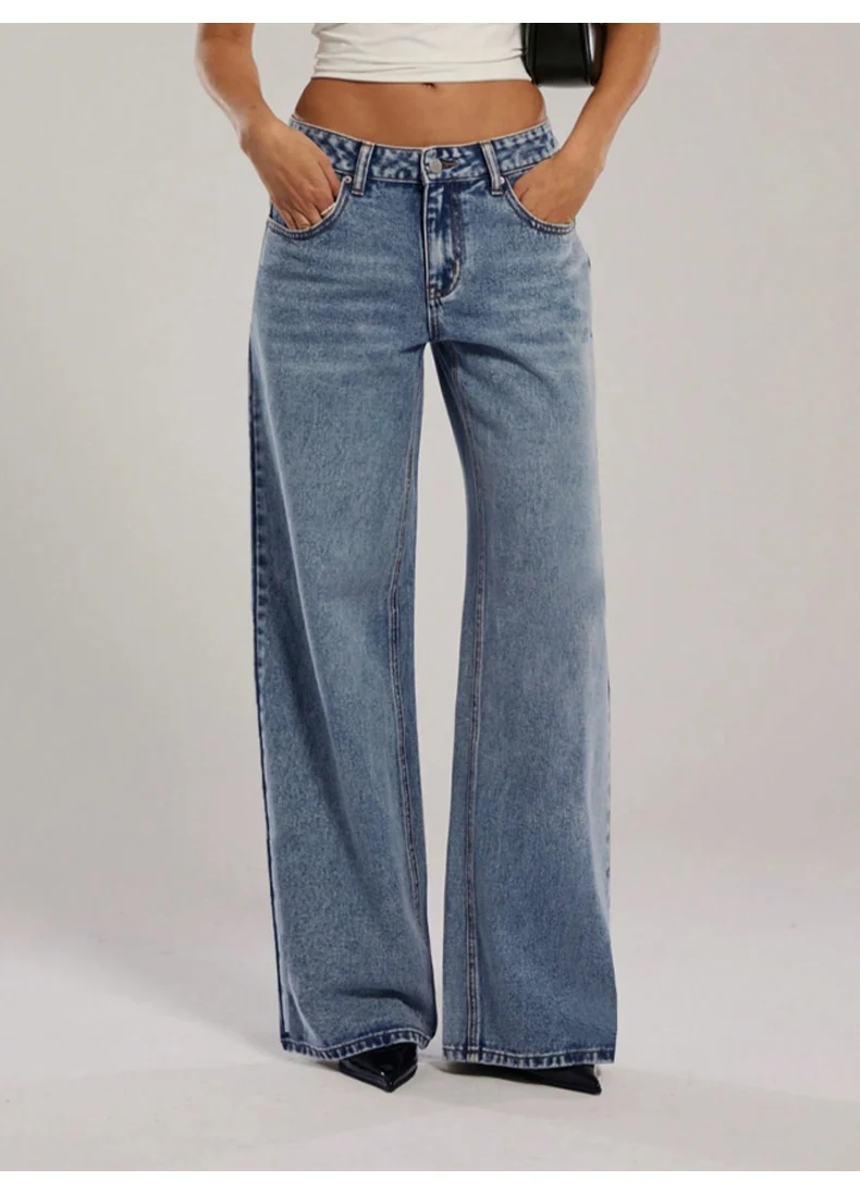 Damen Hochtaillierte Denimhose mit extraweiter Beinform und cleaner Vintage‑Waschung Drune