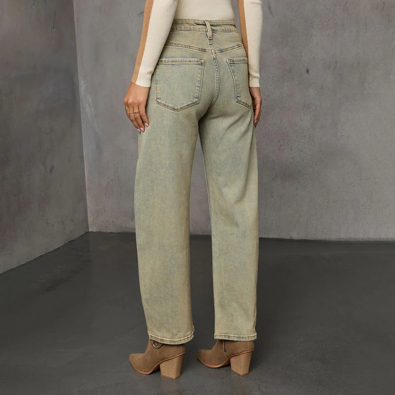 Damen High-Waist Culotte-Jeans mit sichtbarer Vordernaht Drune
